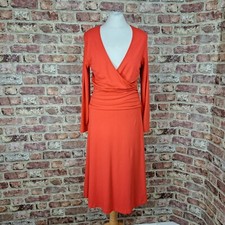Kettlewell Dress Medium Red Faux Wrap Long Sleeve Flare Jersey