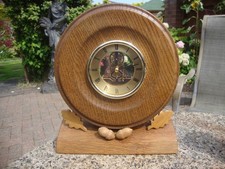 Mantle skeleton  clock  Finished in Solid Oak .