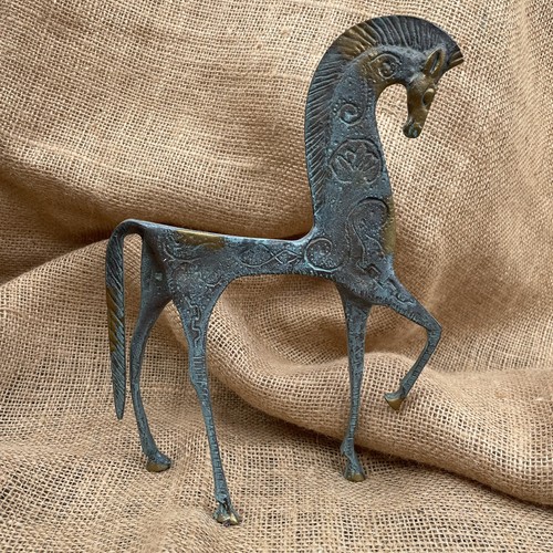 Verdigris brass etruscan horse - verdigris,