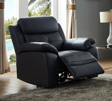 Black Genuine Leather 3 Seater