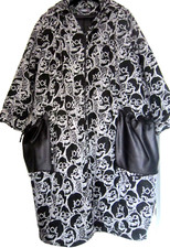 KEKOO ~ Sz.2 (18/20) ~ HOODIED BALLOON COAT ~ LINED ~ SKULLS & PLEATHER DETAIL