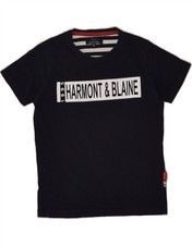 HARMONT & BLAINE Boys Graphic T-Shirt Top 9-10 Years Navy Blue Cotton AI04