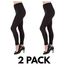 2 Pack Womens Black High Waist Leggings Thick Soft Stretch Full Length Size 6-26