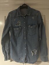 Topshop Distressed Denim Shirt Size 10