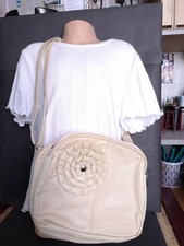 LUCA BOCELLI Small cream organiser  shoulder Bag ( Fab flower interior lining )