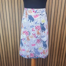 White Stuff Reversible Skirt 16 Blue French Bulldog Flare Knee Length