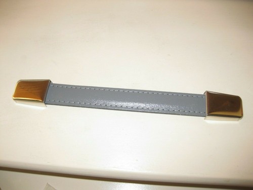 Grey leather strap handle - leather,