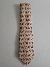 Alain Figaret Yellow Elephant Anchor Silk Neck Tie - 56" L  - 3.75" W
