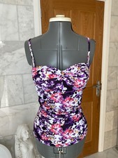moontide Bauhinia purple floral tankini strapless moulded cups ruched sides