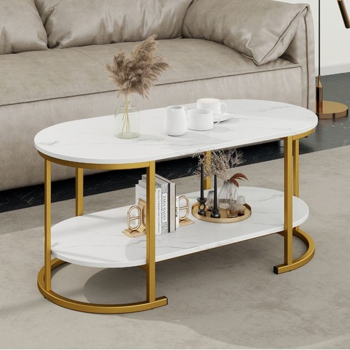 Tier oval coffee table with - 2-tier,