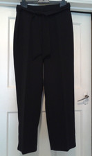 PRINCIPLES PETITE wide leg black trousers with fabric tie belt size 14