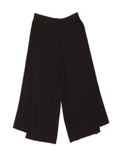 ZARA Womens High Waist Wide Leg Capri Trousers Small W30 L21 Black Viscose BD02