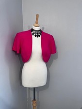 Jacques Vert Pink  Bolero/Jacket Cropped Occasion Jacket Size Uk 14