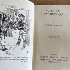 William Carries On by Richmal Crompton 1st Edition 1942 HC Just William Book
