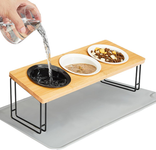 Elevated cat bowls food - cat,
