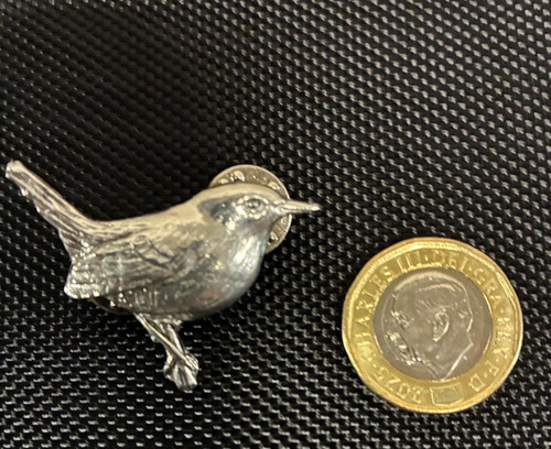 Wren bird real pewter - pewter, pin