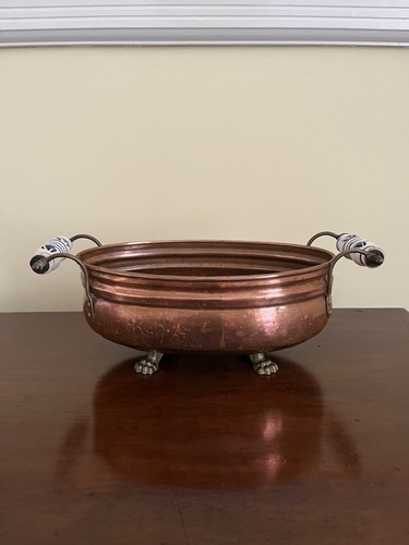 Oval metal copper bowl with - bowl,