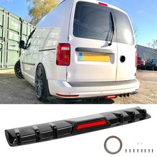 For VW Caddy Maxi 2004-2024 Gloss Rear Bumper Diffuser Splitter Fins w/LED Light