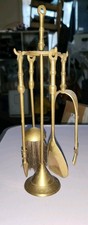 Vintage Brass Miniature Coal Fire Set.  23cm Tall.