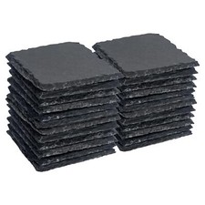 24x Square Slate Coasters 10cm Natural Drinks Coaster Table Mat Gift Set