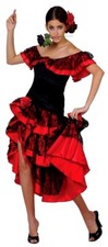 Adult SPANISH SENORITA Dancer Fancy Dress Ladies Flamenco Rumba Dancer Outifit