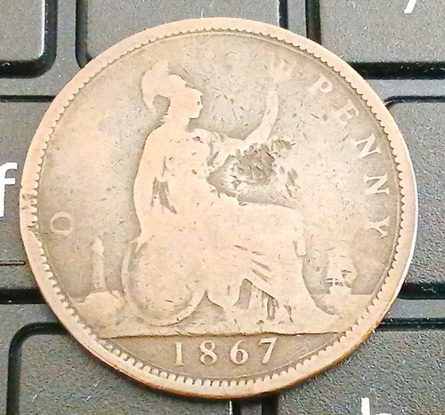 1867 victoria one penny - one,