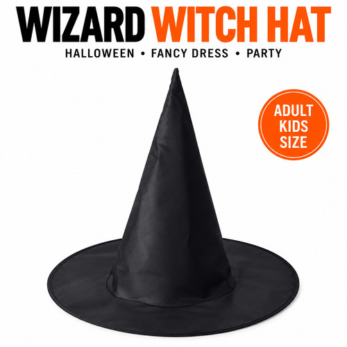 Halloween black wizard hat - black,