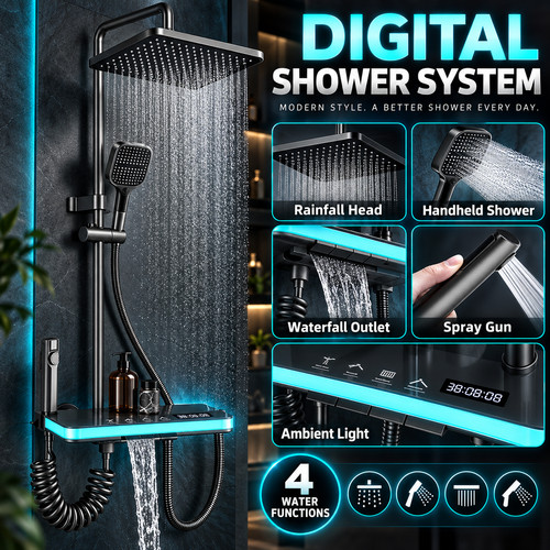 Black rainfall shower - black,