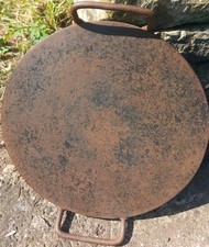 Antique Double Handle Bakestone Baking Stone Cast Iron 12" ...Welsh Cakes