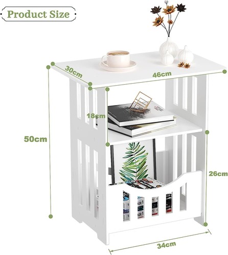 White end table with storage - table,