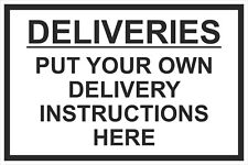 Parcel / Delivery / Courier Instruction Personalised Sign in Plastic or Metal