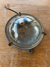 VINTAGE Retro Round Cast Aluminium Bulkhead Light. Wired and Tested.