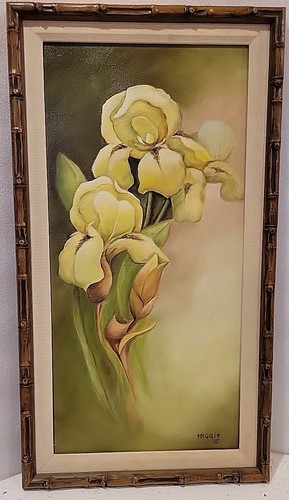 Vtg oil painting - canvas, green