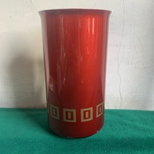 Vintage Mid-Century Boc Wine Bottle Cooler in Red Enamel with Gold Squares 1960s