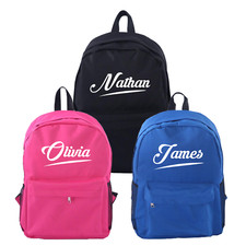 Personalised School Backpack Bag Kids Any Name Text Girls Boys Rucksack PE Kit