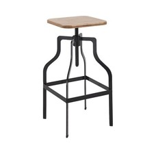 Black Metal Legs Wooden Seat Industrial Style Shoreditch Bar Stool - Was £144.00