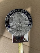 COVENTRY & WARWICKSHIRE MOTOR CLUB CAR ENAMEL BADGE EMBLEM 1950s