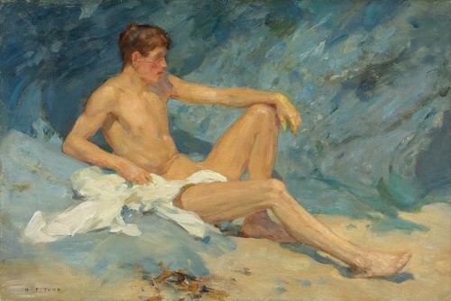 Henry scott tuke - signed, oil