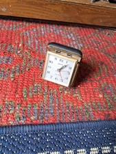 Vintage Ingersoll Quartz Travel Alarm Clock Leather Case