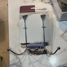 Over The Door Double Chrome Hook Towel Coat Bathroom Hanger Bedroom Clothes Rack