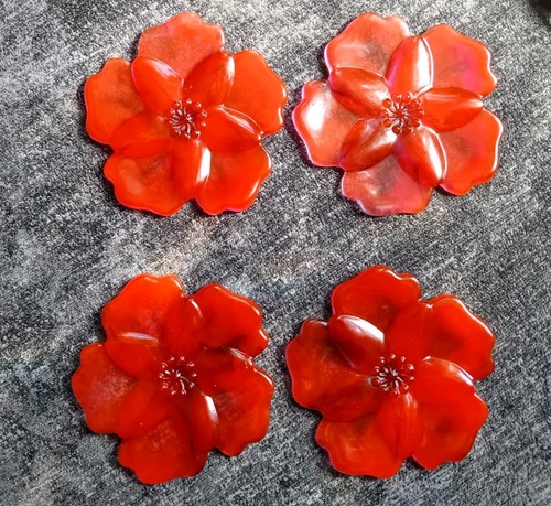 Resin coaster set in red - set,