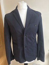 Folk Men’s 100% Cotton Navy Jacket Blazer Size 2 Small Excellent Condition (D1)