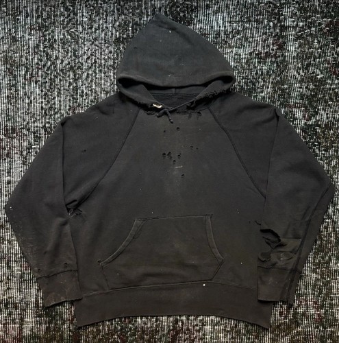 1950s 60s black cotton hoodie - cotton,