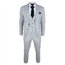 Men's Grey Checked 3 Piece