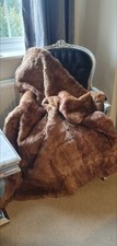 Real Muskrat Fur Blanket Throw