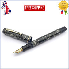 VINTAGE MENTMORE DIPLOMA FOUNTAIN PEN IN GRAY HATCHED 14K MEDIUM NIB ENGLAND