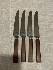 Viintage 4 Retro Unity Stainless Steel Wood Handle Dinner Knives Cutlery