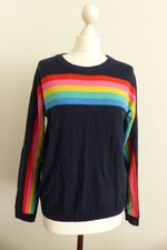 Cath Kidston size M navy blue knitted jumper with colourful stripes