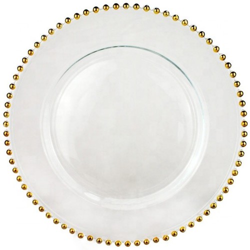 Beaded glass charger - beaded,