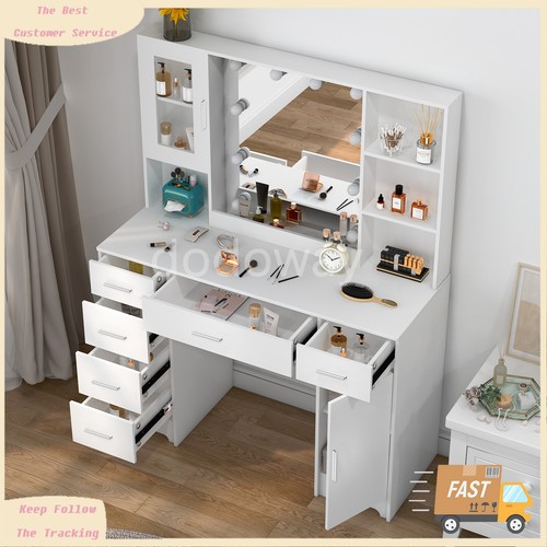 White dressing table with led - dressing,